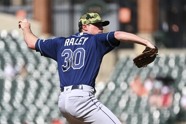 Tampa Bay Rays relief pitcher Brooks Raley (30) throws during the sixth inning of a baseball game against the Baltimore Orioles, Sunday, May 22, 2022, in Baltimore. (AP Photo/Terrance Williams)