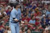 Toronto Blue Jays' Danny Jansen watches his three-run home run during the fourth inning of a baseball game against the St. Louis Cardinals Tuesday, May 24, 2022, in St. Louis. (AP Photo/Jeff Roberson)