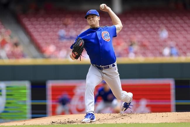 Chicago Cubs' Justin Steele throws during the first inning of a baseball game against the Cincinnati Reds in Cincinnati, Thursday, May 26, 2022. (AP Photo/Aaron Doster)