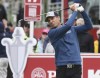 Steven Alker tees off on the 17th hole during the second round of the Senior PGA Championship golf tournament, Friday, May 27, 2022, at Harbor Shores in Benton Harbor, Mich.(Don Campbell/The Herald-Palladium via AP)