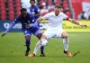 Toronto FC forward Ayo Akinola fights for the ball with Chicago Fire FC&nbsp;defender Rafael Czichos during first half MLS soccer action in Toronto on Saturday, May 28, 2022. THE CANADIAN PRESS/Jon Blacker