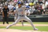 Chicago Cubs starter Marcus Stroman delivers a pitch during the first inning of a baseball game against the Chicago White Sox at Guaranteed Rate Field Sunday, May 29, 2022, in Chicago. (AP Photo/Paul Beaty)