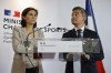 Sports Minister Amélie Oudéa-Castéra, left, and French Interior Minister Gerald Darmanin attend a press conference following a meeting on security after incidents during the Champions League final at the Stade France stadium, Monday, May 30, 2022 in Paris. The British government says it's deeply concerned over the treatment of Liverpool supporters by French authorities, who blamed fans for unrest at the Champions League final amid overcrowding outside the Stade de France. (AP Photo/Jean-Francois Badias)