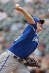 Kansas City Royals starting pitcher Zack Greinke throws to the Minnesota Twins in the first inning of a baseball game Sunday, May 29, 2022, in Minneapolis. (AP Photo/Bruce Kluckhohn)