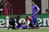 Atlanta United Ronald Hernandez lieson the ground after a play in the first half of an MLS soccer match against the Columbus Crew in Atlanta, Saturday, May 28, 2022. (Miguel Martinez/Atlanta Journal-Constitution via AP)