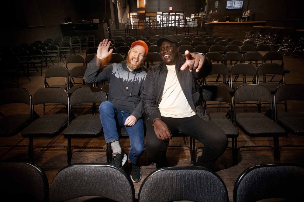 JOHN WOODS / WINNIPEG FREE PRESS
JOHN WOODS / WINNIPEG FREE PRESS
Jared Story, left, host and producer of the Winnipeg Comedy Showcase, and comedian Emmanuel Lomuro are photographed Tuesday, October 26, 2021 and will be laughing it up at the stand-up show this Saturday at the Park Theatre in Winnipeg.
Reporter: Waldman
