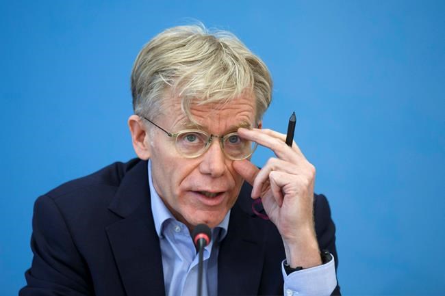Bruce Aylward, Team Lead WHO-China joint mission on COVID-19, speaks to the media about the COVID-19 after returning from China, during a press conference, at the World Health Organization, WHO, headquarters in Geneva, Switzerland, Tuesday, Feb. 25, 2020. (Salvatore Di Nolfi/Keystone via AP)