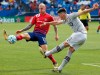 FC Dallas forward Zdenek Ondrasek (13) blocks a pass by Montreal Impact defender Luis Binks (5) during the first half of an MLS soccer match Saturday, March 7, 2020, in Frisco, Texas. (Ryan Michalesko/The Dallas Morning News via AP)