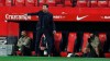 Atletico Madrid's head coach Diego Simone, gestures during a Spanish La Liga soccer match between Sevilla and Atletico de Madrid at the Ramon Sanchez-Pizjuan stadium in Seville, Spain, Sunday, April 4, 2021. (AP Photo/Angel Fernandez)