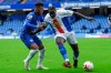 Chelsea's Callum Hudson-Odoi, left, and Crystal Palace's Mamadou Sakho fight for the ball during an English Premier League soccer match between Chelsea and Crystal Palace at Stamford Bridge stadium in London, Saturday, Oct. 3, 2020. (Neil Hall/ Pool via AP)