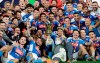 Napoli players celebrate after winning the final match between Napoli and Juventus, at Rome's Olympic Stadium, Wednesday, June 17, 2020. (AP Photo/Andrew Medichini)