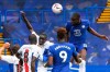 Chelsea's Kurt Zouma, right, celebrates after he scored his side's second goal during an English Premier League soccer match between Chelsea and Crystal Palace at Stamford Bridge stadium in London, Saturday, Oct. 3, 2020. (Mike Hewitt/ Pool via AP)