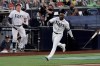 Tampa Bay Rays Randy Arozarena reacts after hitting a two run home run against the Houston Astros during the first inning in Game 7 of a baseball American League Championship Series, Saturday, Oct. 17, 2020, in San Diego. (AP Photo/Jae C. Hong)