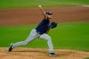 Tampa Bay Rays pitcher Aaron Slegers throws against the Houston Astros during the eighth inning in Game 4 of a baseball American League Championship Series, Wednesday, Oct. 14, 2020, in San Diego. (AP Photo/Gregory Bull)
