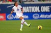 FILE - In this Sunday, Nov. 10, 2019 file photo, United States defender Alana Cook (29) passes the ball during the first half of an international friendly soccer match against Costa Rica, in Jacksonville, Fla. Cook joined an exclusive club when she nodded in a goal for Paris Saint-Germain against Barcelona on Sunday, April 25, 2021. Megan Rapinoe, Christen Press and Carli Lloyd are the only other American internationals to have scored at the semifinals or finals of the Women's Champions League. (AP Photo/John Raoux, File)