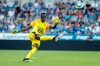 FILE - In this Aug. 25, 2019 file photo, Rennes's goalkeeper Edouard Mendy controls the ball, during the league one soccer match between Strasbourg and Rennes, in Strasbourg Eastern France. Chelsea has signed goalkeeper Édouard Mendy to take its summer transfer window spending over $280 million, putting the future starting position of Kepa Arrizabalaga in doubt. The 28-year-old Mendy has joined from French side Rennes for a reported fee of 22 million pounds ($27.75 million) on a five-year contract. (AP Photo/Jean-Francois Badias, File)