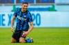 FILE - In this Sunday, Jan. 3, 2021 file photo, Inter Milan's Achraf Hakimi celebrates after he scored his side's sixth goal during the Serie A soccer match between Inter Milan and Crotone at the San Siro Stadium in Milan, Italy. PSG has bolstered its defense by signing Morocco right-back Achraf Hakimi from Inter Milan. PSG says the 22-year-old defender signed a five-year deal until the end of June 2026. Hakimi started his international career in 2016 and played at the 2018 World Cup. (AP Photo/Antonio Calanni, File)
