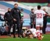 FILE - In this Sunday, Nov. 1, 2020 file photo, Southampton's manager Ralph Hasenhuettl reacts as his player Southampton's Danny Ings is injured during the English Premier League soccer match between Aston Villa and Southampton at Villa Park in Birmingham, England. Ings will undergo knee surgery which will result in him being sidelined for at least one month, the Premier League club said Wednesday, Nov. 4, 2020. (Gareth Copley/Pool via AP, File)