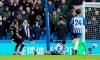 Crystal Palace's Jordan Ayew scores his side's first goal of the game, during the English Premier League soccer match between Brighton and Crystal Palace, at the AMEX Stadium, in Brighton, England, Saturday, Feb. 29, 2020. (Gareth Fuller/PA via AP)