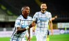 Inter Milan's Ashley Young, foreground, reacts, during a Serie A soccer match between Atalanta and Inter Milan, at the Gewiss stadium in Bergamo, Italy, Saturday, Aug. 1, 2020. (Giuseppe Zanardelli/LaPresse via AP)