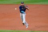 CORRECTS TO SECOND INNING, AND THAT IGLESIAS SINGLED - Tampa Bay Rays shortstop Willy Adames attempts to throw out Los Angeles Angels' Jose Iglesias at first during the second inning of a baseball game Wednesday, May 5, 2021, in Anaheim, Calif. Iglesias was safe on the play. (AP Photo/Mark J. Terrill)