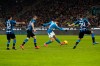 Napoli's Fabian Ruiz scores the opening goal during an Italian Cup soccer match between Inter Milan and Napoli at the San Siro stadium, in Milan, Italy, Wednesday, Feb. 12, 2020. (AP Photo/Antonio Calanni)