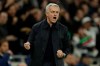 Tottenham's manager Jose Mourinho celebrates his team second goal during the Champions League Group B soccer match between Tottenham Hotspur and Olympiakos at the Tottenham Hotspur Stadium in London, Tuesday, Nov. 26, 2019. (AP Photo/Matt Dunham)