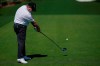 Ian Woosnam hits his tee shot on the first hole during a practice round for the Masters golf tournament on Monday, April 5, 2021, in Augusta, Ga. (AP Photo/David J. Phillip)