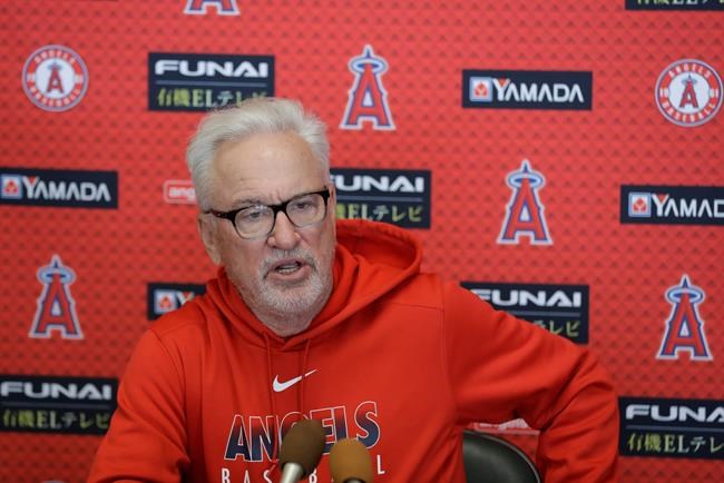 Los Angeles Angels manager Joe Maddon speaks during a news conference at the spring training baseball facility, Tuesday, Feb. 11, 2020, in Tempe, Ariz. (AP Photo/Darron Cummings)
