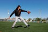 San Francisco Giants' Jeff Samardzija throws during spring training baseball practice, Friday, Feb. 14, 2020, in Scottsdale, Ariz. (AP Photo/Darron Cummings)