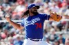 Los Angeles Dodgers relief pitcher Kenley Jansen works against a Los Angeles Angels batter during the second inning of a spring training baseball game Wednesday, Feb. 26, 2020, in Glendale, Ariz. (AP Photo/Gregory Bull)