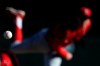 Los Angeles Angels relief pitcher Matt Ball works against a Los Angeles Dodgers batter during the eighth inning of a spring training baseball game Wednesday, Feb. 26, 2020, in Glendale, Ariz. (AP Photo/Gregory Bull)