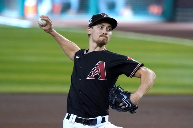 Arizona Diamondbacks pitcher Luke Weaver throws against the San Francisco Giants in the first inning during a baseball game, Saturday, Aug 29, 2020, in Phoenix. (AP Photo/Rick Scuteri)