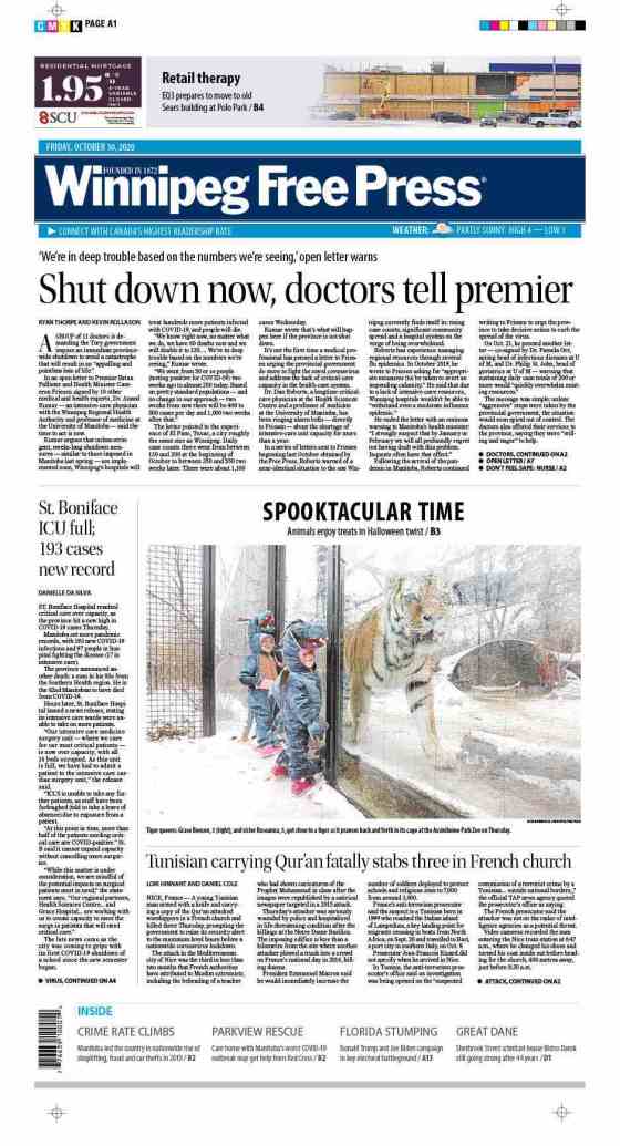 In October, doctors urged the province to lock down to avoid 