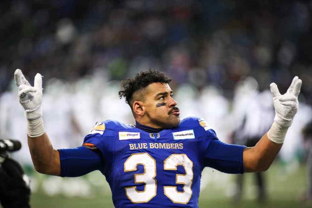 Daniel Crump / Winnipeg Free Press
Winnipeg Blue Bombers running back Andrew Harris rushed 23 times for 136 yards and a touchdown Sunday against the Roughriders.
