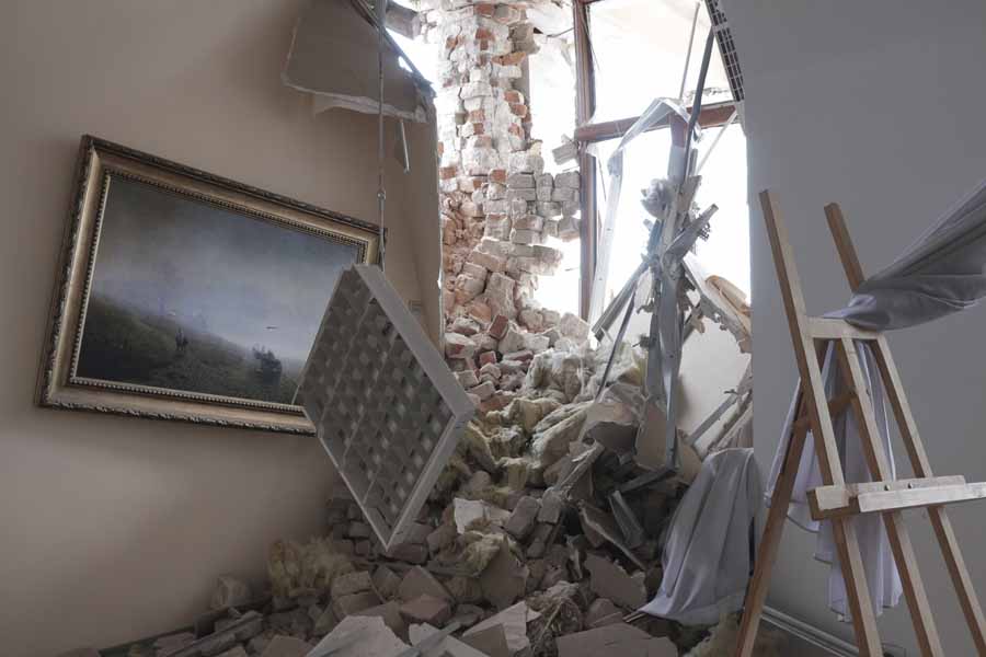 AP
The museum of Arkhip Kuindzhi, a Russian landscape artist, was destroyed after shelling in Mariupol, eastern Ukraine. (The Associated Press)