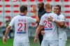 PSG's Kylian Mbappe, right, is congratulated by teammates after scoring the opening goal during the French League One soccer match between Nice and Paris Saint-Germain at the Allianz Riviera stadium in Nice, France, Sunday, September 20, 2020. (AP Photo/Daniel Cole)