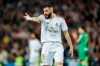 Real Madrid's Karim Benzema reacts during a Spanish Copa del Rey soccer match between Real Madrid and Real Sociedad at the Santiago Bernabeu stadium in Madrid, Spain, Thursday, Feb. 6, 2020. (AP Photo/Manu Fernandez)