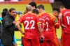 Norwich City's head coach Daniel Farke, left, talks to his players during the English Premier League soccer match between Watford and Norwich City at the Vicarage Road Stadium in Watford, England, Tuesday, July 7, 2020. (Andy Rain/Pool via AP)