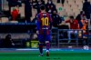 Barcelona's Lionel Messi walks out of the pitch after being shown a red card during the Spanish Supercopa final soccer match against FC Barcelona at La Cartuja stadium in Seville, Spain, Sunday, Jan. 17, 2021. (AP Photo/Miguel Morenatti)