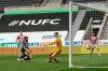 Joelinton scores Newcastle's third goal during the English Premier League soccer match between Newcastle United and Sheffield United at St James' Park stadium in NewCastle, England, Sunday, June 21, 2020.(Michael Regan/Pool via AP)