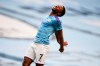 Manchester City's Raheem Sterling reacts during the English Premier League soccer match between Manchester City and Bournemouth at the Ethiad Stadium in Manchester, England, Wednesday, July 15, 2020. (Peter Powell/Pool via AP)