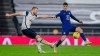 Chelsea's Christian Pulisic, right, and Tottenham's Eric Dier duel for the ball during the English Premier League soccer match between Tottenham and Chelsea at the Tottenham Hotspur Stadium in London, England, Thursday, Feb. 4, 2021. (Kirsty Wigglesworth/Pool via AP)