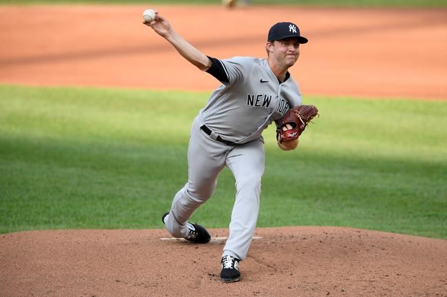 New York Yankees starting pitcher Michael King delivers a pitch during the first inning of the first baseball game of a doubleheader against the Baltimore Orioles, Friday, Sept. 4, 2020, in Baltimore. (AP Photo/Nick Wass)