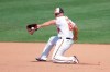 Baltimore Orioles first baseman Chris Davis (19) makes a catch off of a line drive right against the Toronto Blue Jays during the ninth inning of a baseball game, Wednesday, Aug. 19, 2020, in Baltimore. The Toronto Blue Jays won 5-2. (AP Photo/Michael Owens)