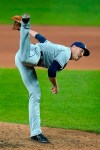 Tampa Bay Rays relief pitcher Oliver Drake follows through on a pitch to the Baltimore Orioles during the sixth inning of a baseball game, Friday, Sept. 18, 2020, in Baltimore. (AP Photo/Julio Cortez)