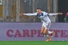 Atalanta's Rafael Toloi celebrates after scoring his side's second goal during a Serie A soccer match between Benevento and Atalanta, in Benevento's Vigorito stadium, Italy, Saturday, Jan. 9, 2020. (Alessandro Garofalo/LaPresse via AP)