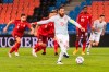 Spain's Sergio Ramos, center, shoots a penalty during the UEFA Nations League soccer match between Switzerland and Spain at the St. Jakob-Park stadium in Basel, Switzerland, Saturday Nov. 14, 2020. Ramos' shot was blocked by Switzerland's goalkeeper, Yann Sommer. (Alessandro della Valle/Keystone via AP)