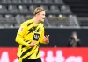 Dortmund's Erling Haaland celebrates scoring a goal during the German Bundesliga soccer match between Borussia Dortmund and Bayern Munich at Signal Iduna Park, in Dortmund, Germany, Saturday, Nov. 7, 2020. (Bernd Thissen/Pool via AP)