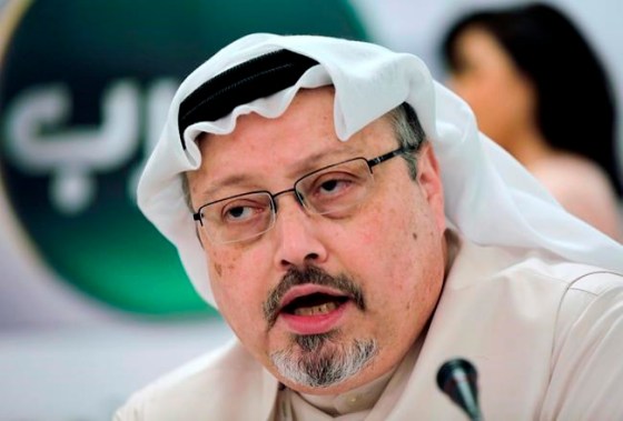Hasan Jamali / The Associated Press FilesFILE - In this Dec. 15, 2014, file photo, Saudi journalist Jamal Khashoggi speaks during a news conference in Manama, Bahrain. A court in Saudi Arabia on Monday sentenced five people to death for the killing of Washington Post columnist Khashoggi, who was murdered in the Saudi Consulate in Istanbul last year by a team of Saudi agents. (AP Photo/Hasan Jamali, File)